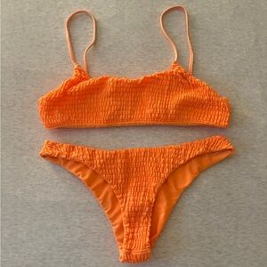 Zaful Orange Ruched Bikini Set